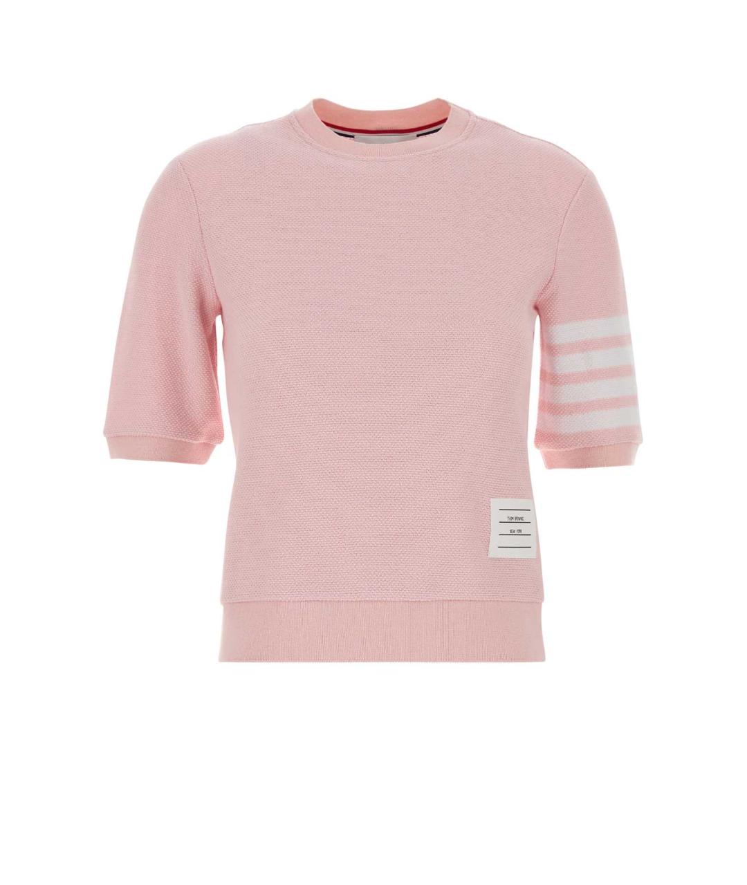 THOM BROWNE Розовая хлопковая футболка, фото 1