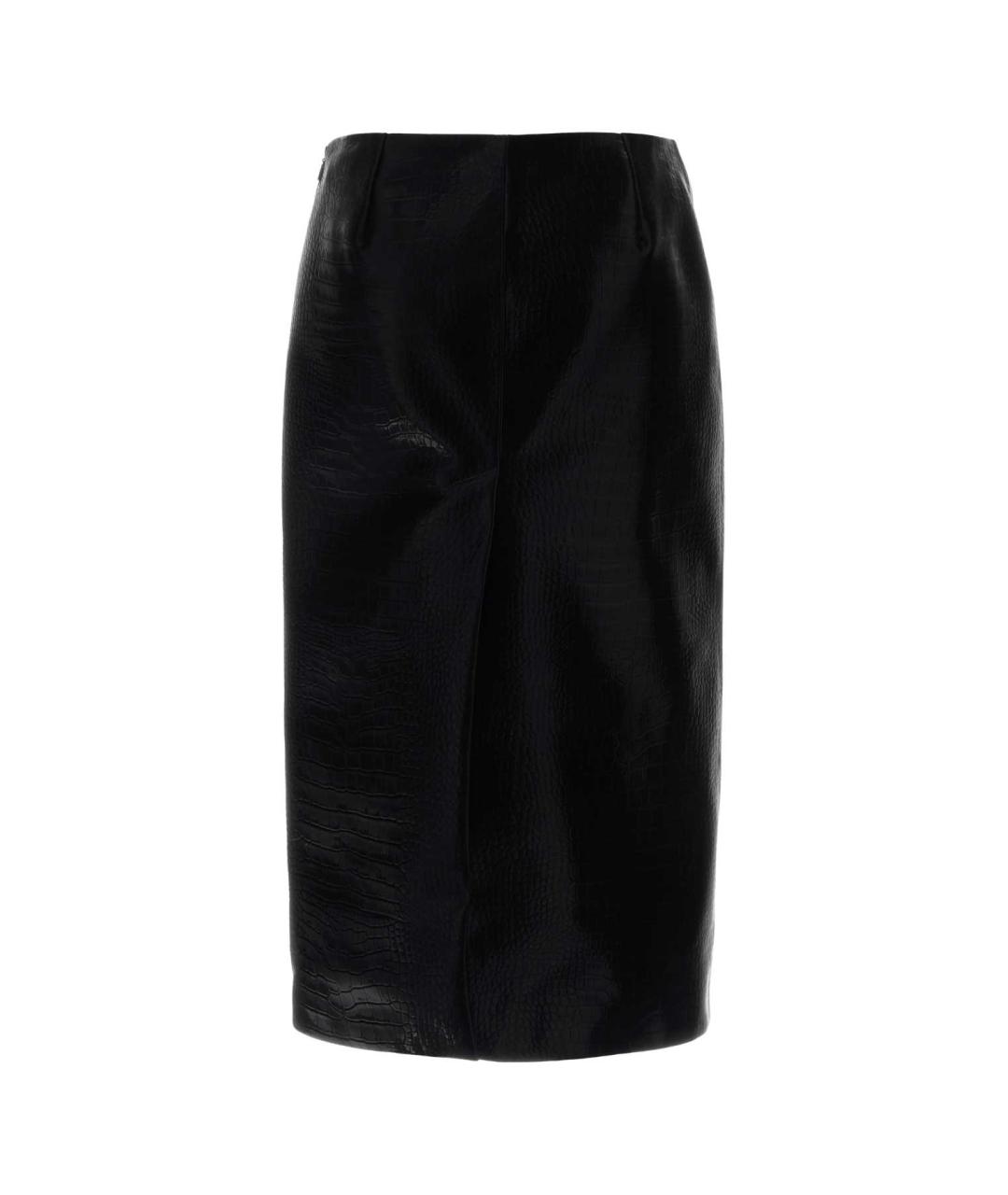 GUCCI Черная кожаная юбка миди, фото 2