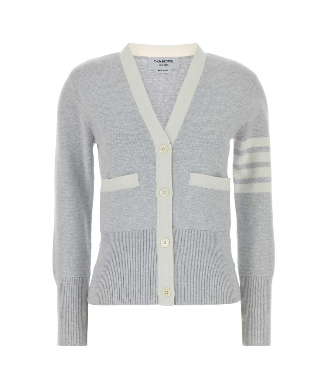 THOM BROWNE Серый хлопковый кардиган, фото 1