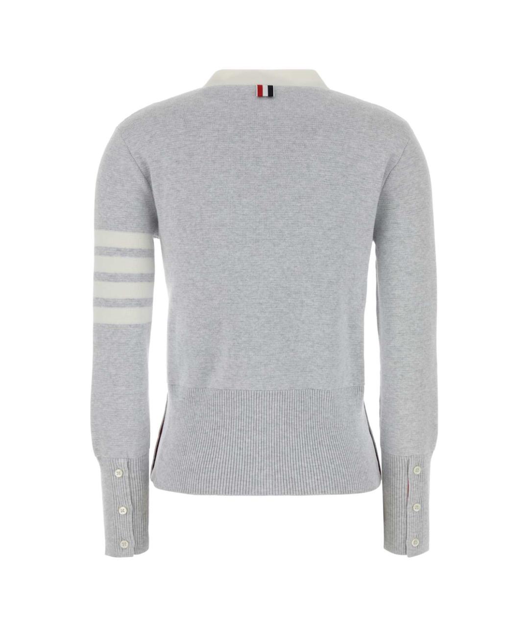 THOM BROWNE Серый хлопковый кардиган, фото 2