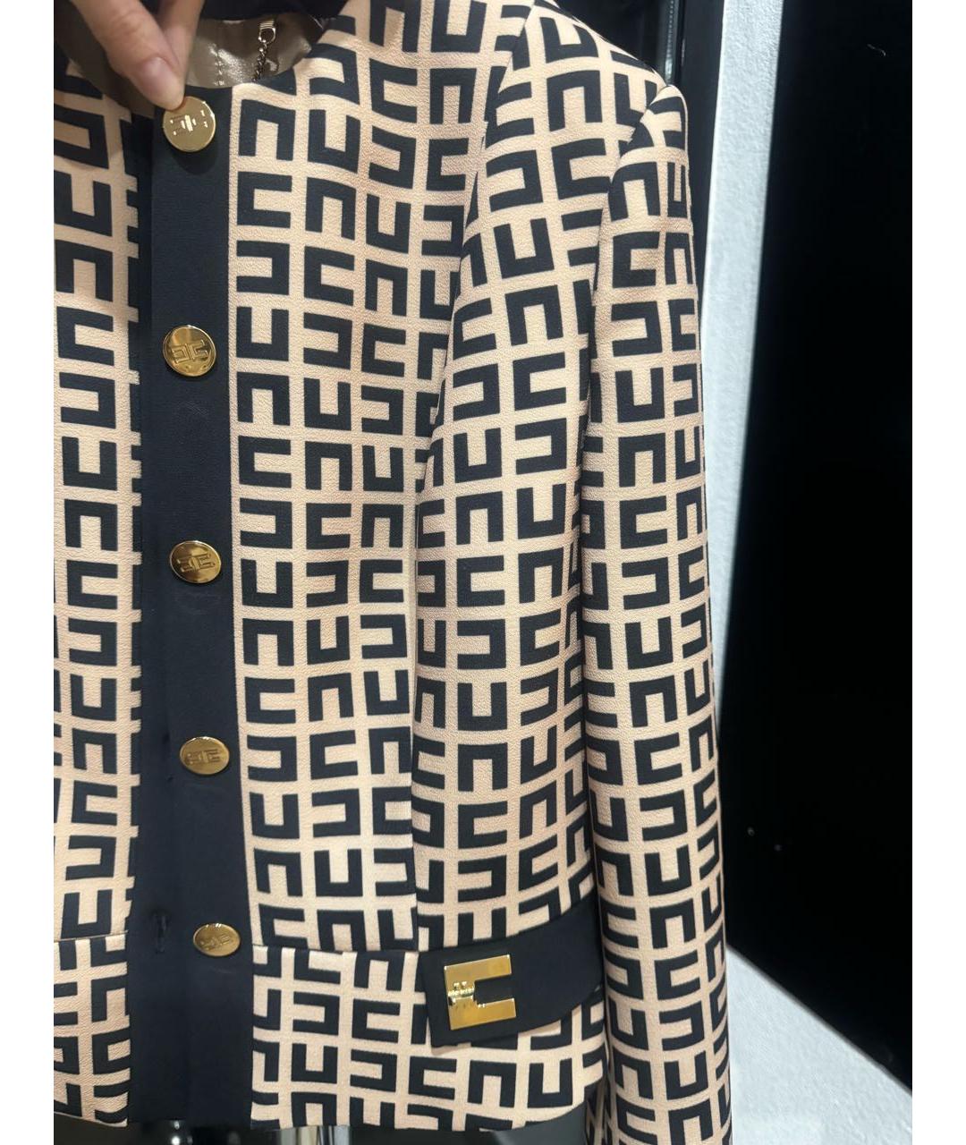 ELISABETTA FRANCHI Бежевый полиэстеровый жакет/пиджак, фото 6