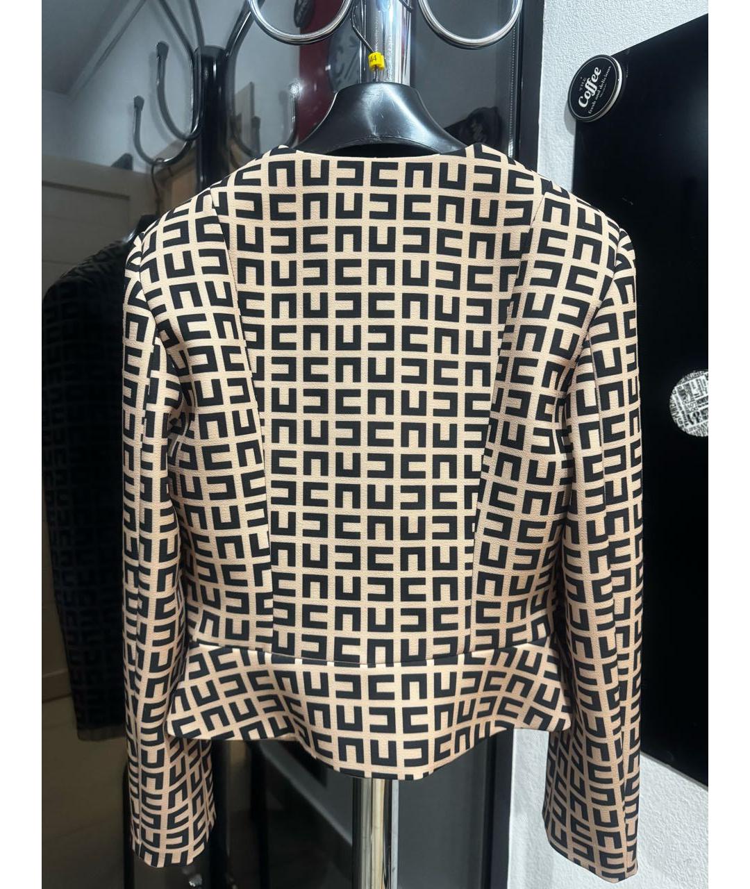 ELISABETTA FRANCHI Бежевый полиэстеровый жакет/пиджак, фото 2