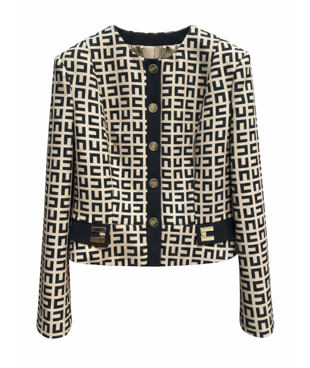 ELISABETTA FRANCHI Бежевый полиэстеровый жакет/пиджак, фото 1