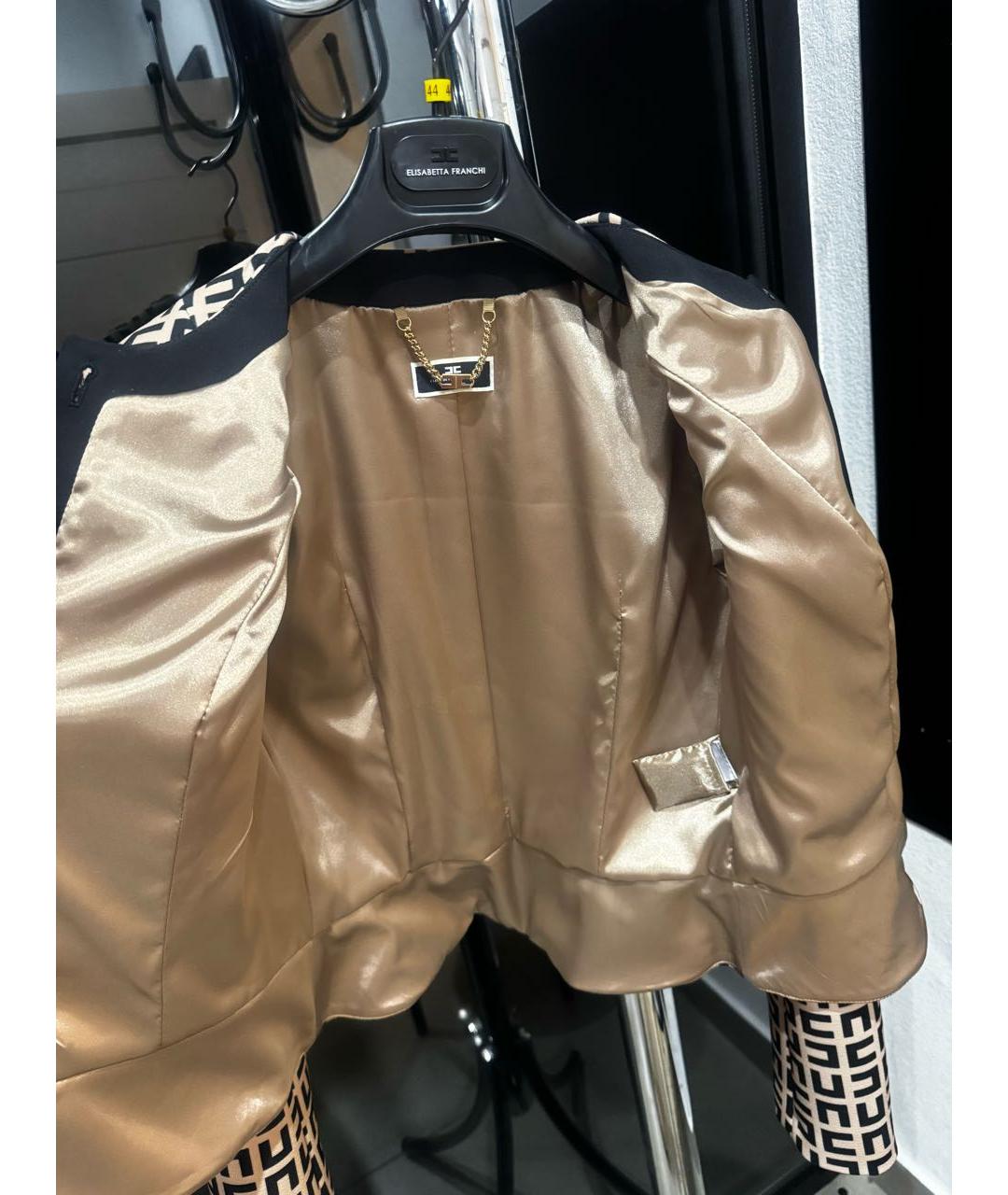 ELISABETTA FRANCHI Бежевый полиэстеровый жакет/пиджак, фото 4
