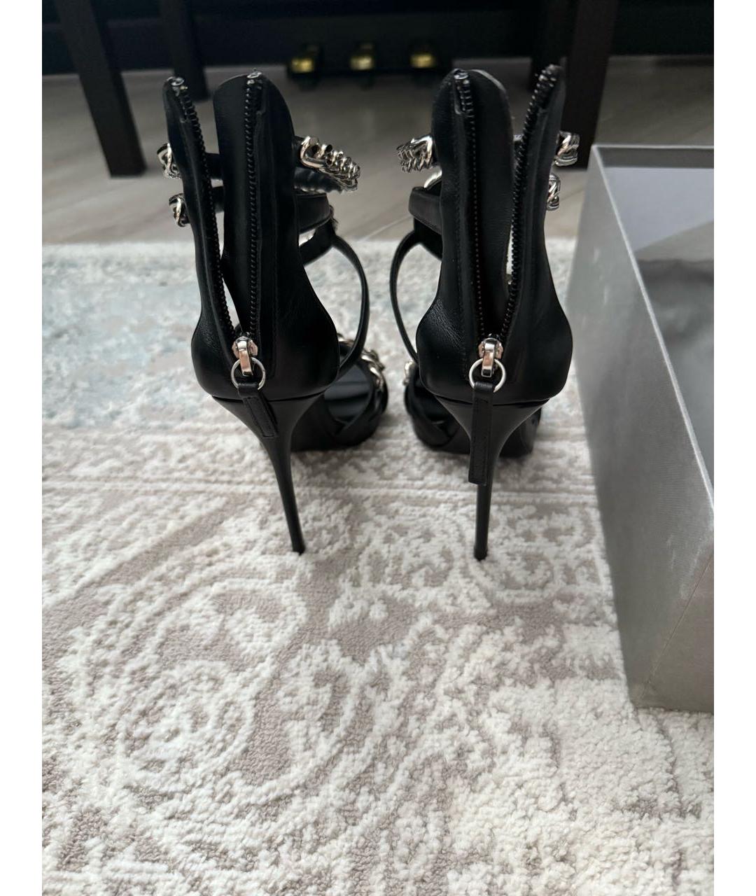 GIUSEPPE ZANOTTI DESIGN Черные кожаные босоножки, фото 3