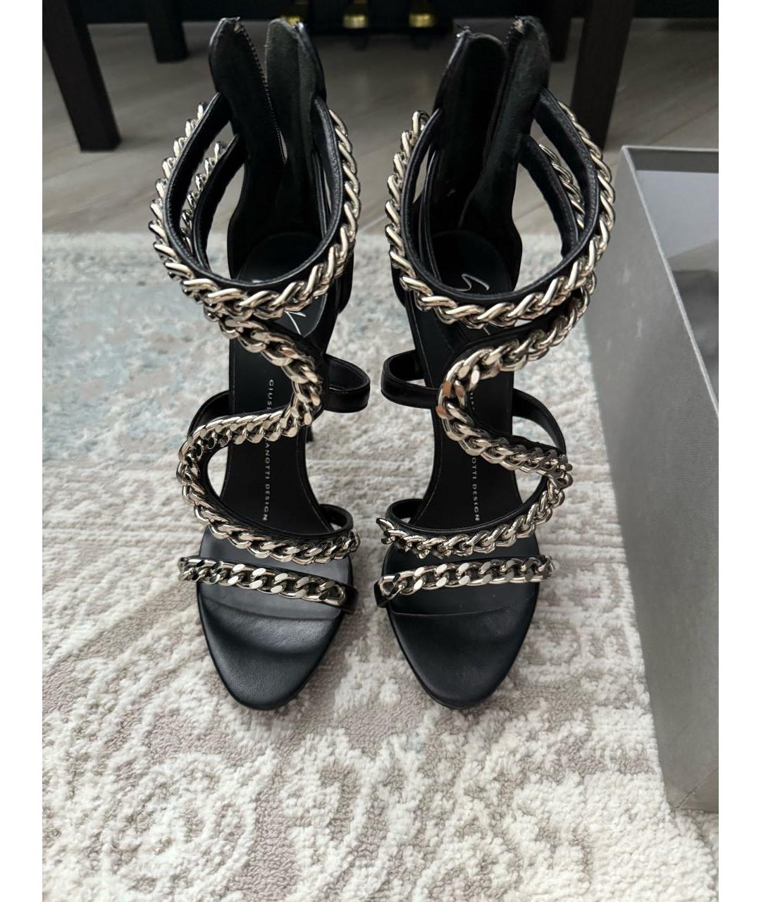 GIUSEPPE ZANOTTI DESIGN Черные кожаные босоножки, фото 2