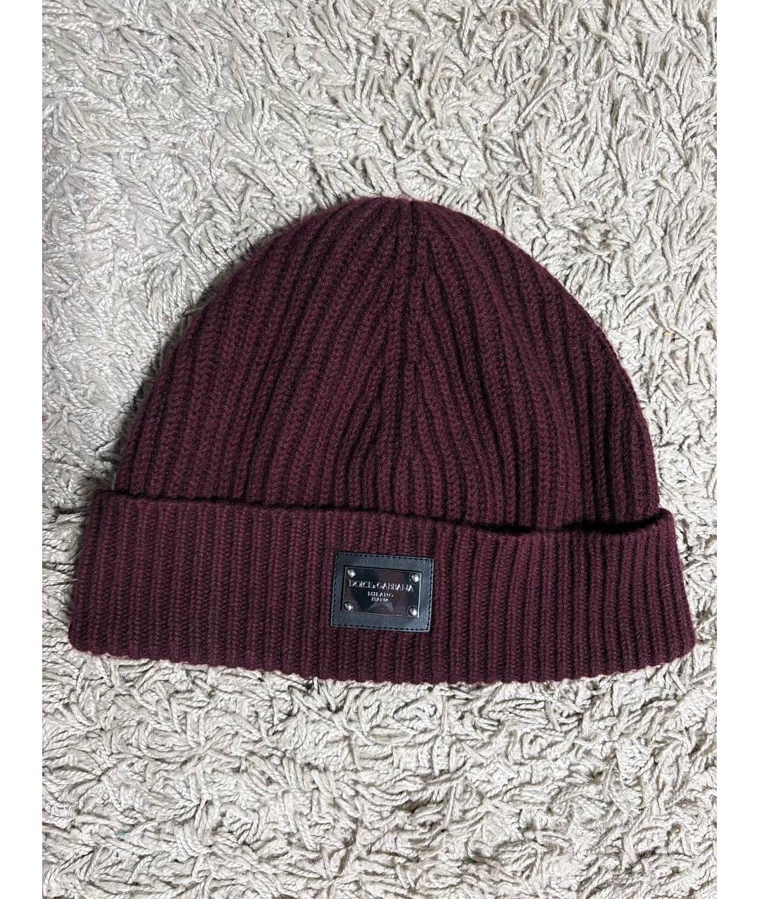 DOLCE&GABBANA Бордовая кашемировая шапка, фото 6