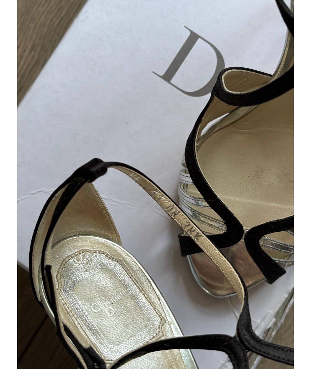 CHRISTIAN DIOR Серебряные кожаные босоножки, фото 6