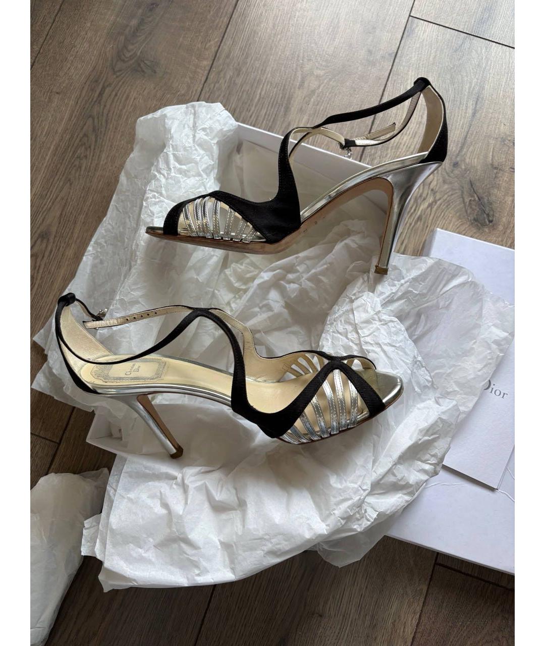 CHRISTIAN DIOR Серебряные кожаные босоножки, фото 8