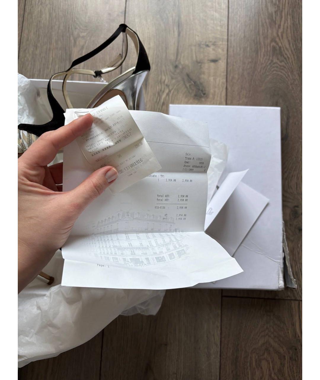 CHRISTIAN DIOR Серебряные кожаные босоножки, фото 7