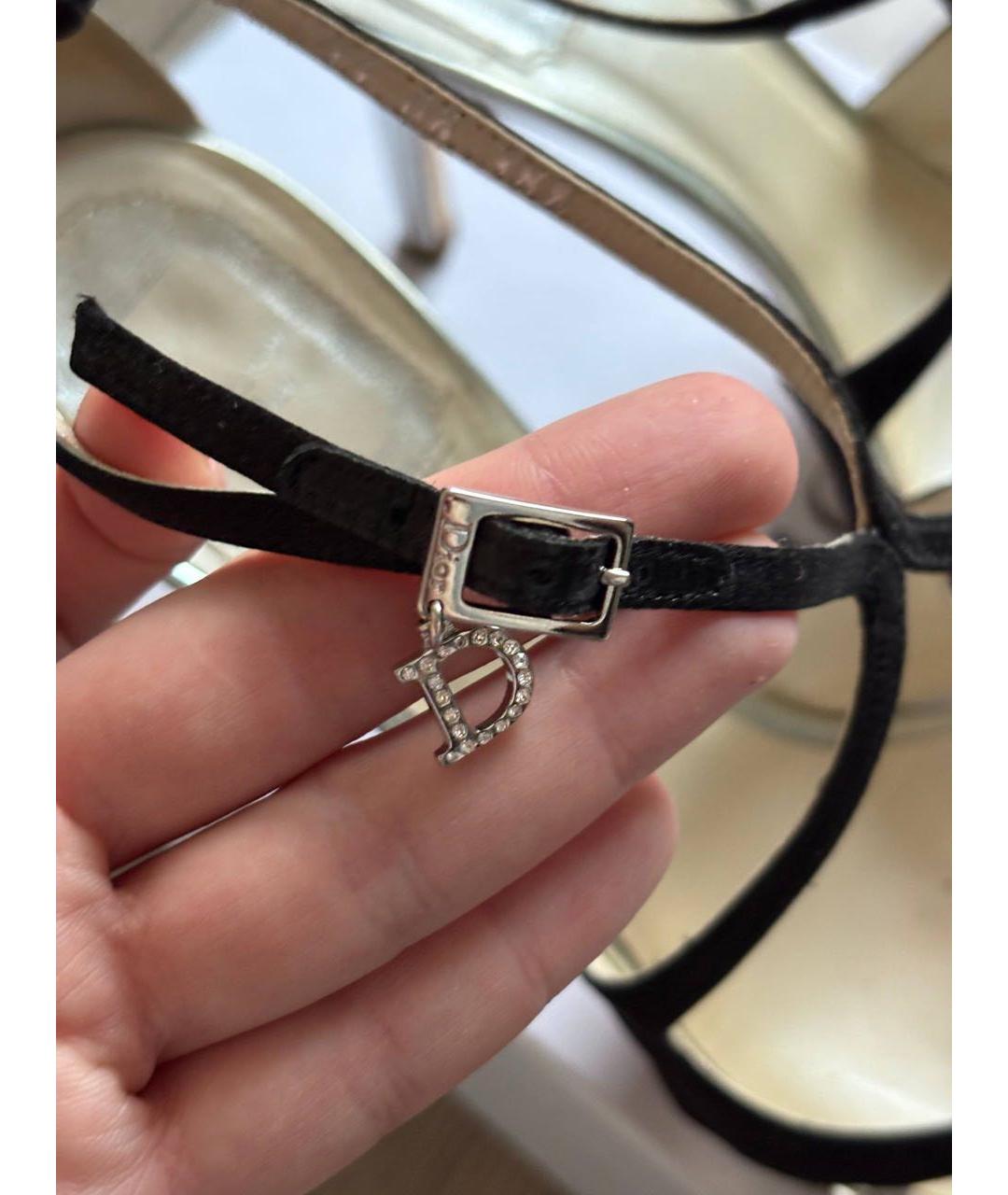 CHRISTIAN DIOR Серебряные кожаные босоножки, фото 5