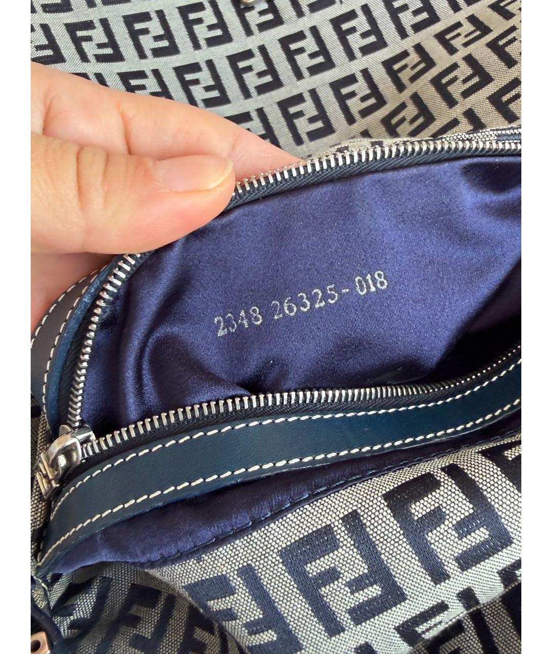 FENDI Темно-синяя тканевая сумка с короткими ручками, фото 8