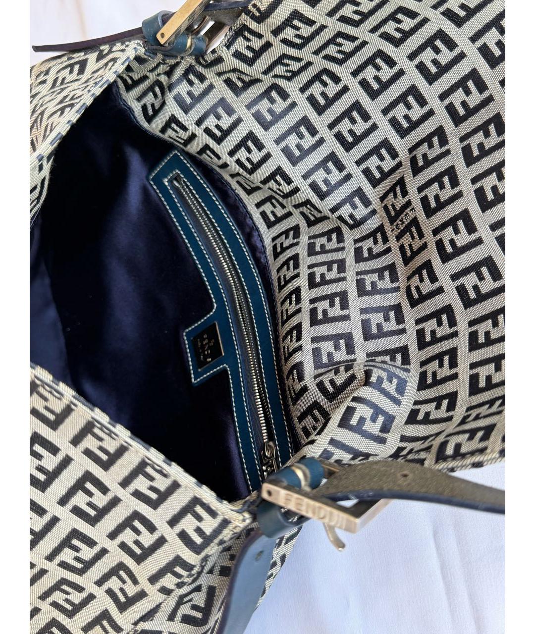 FENDI Темно-синяя тканевая сумка с короткими ручками, фото 6