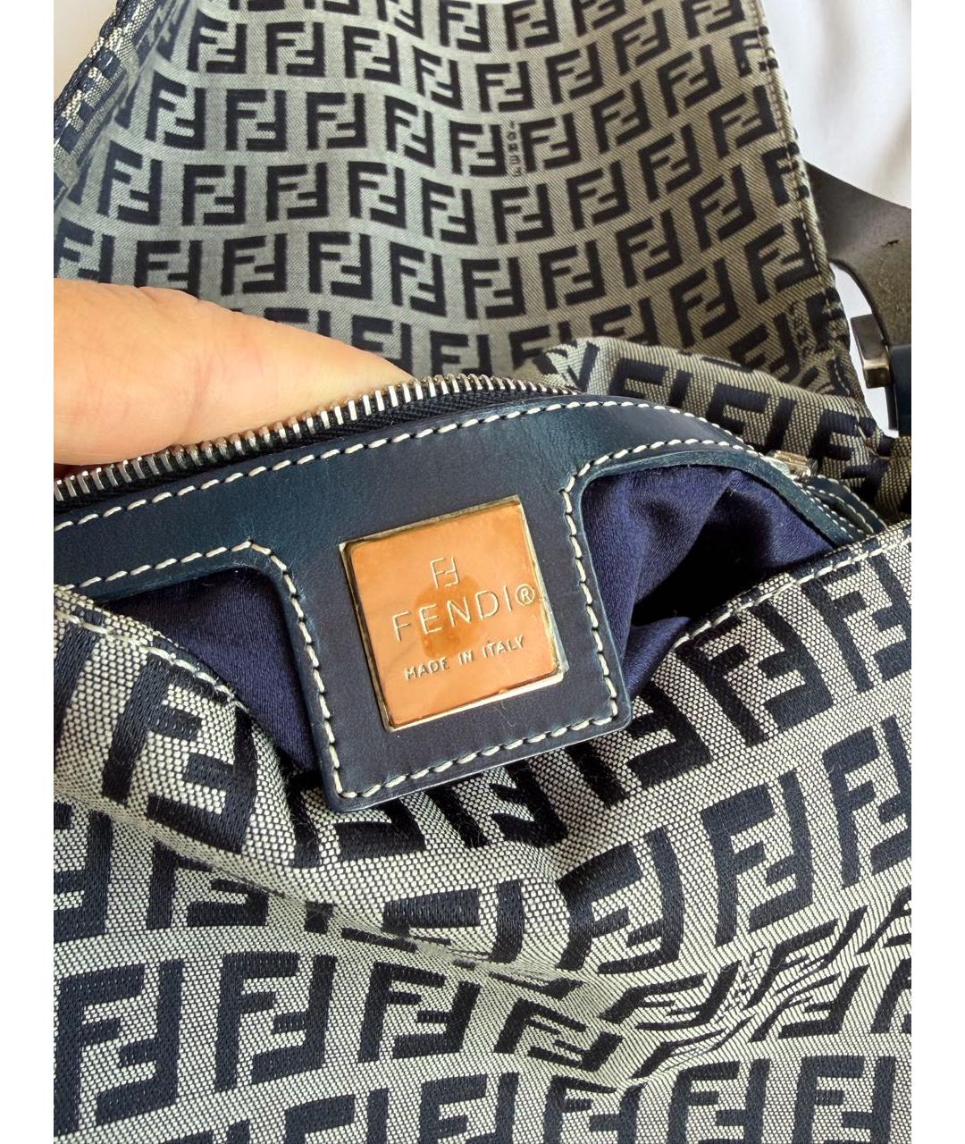 FENDI Темно-синяя тканевая сумка с короткими ручками, фото 7