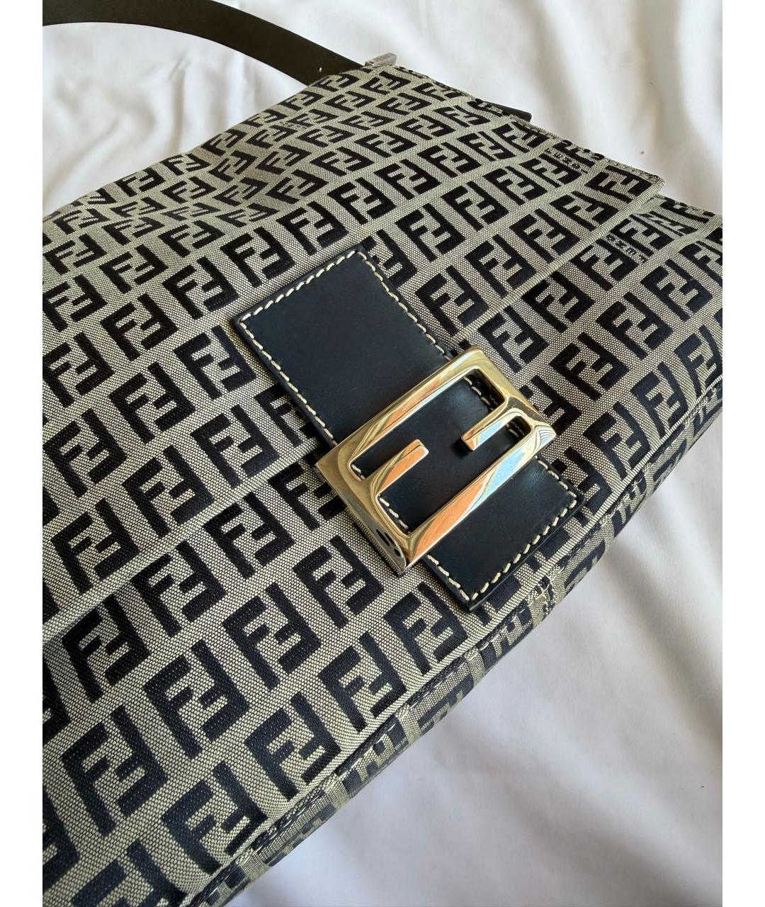 FENDI Темно-синяя тканевая сумка с короткими ручками, фото 3