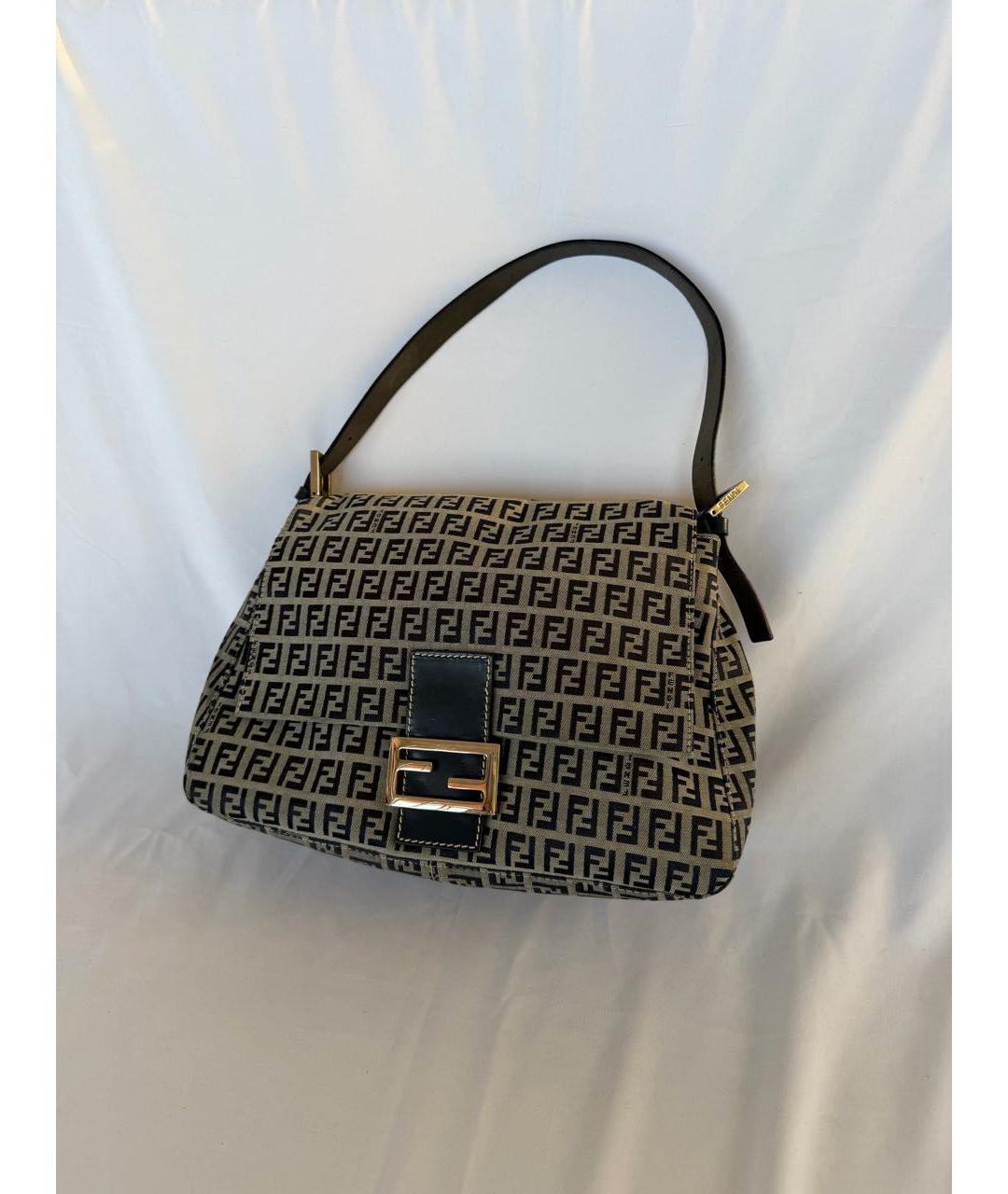 FENDI Темно-синяя тканевая сумка с короткими ручками, фото 9