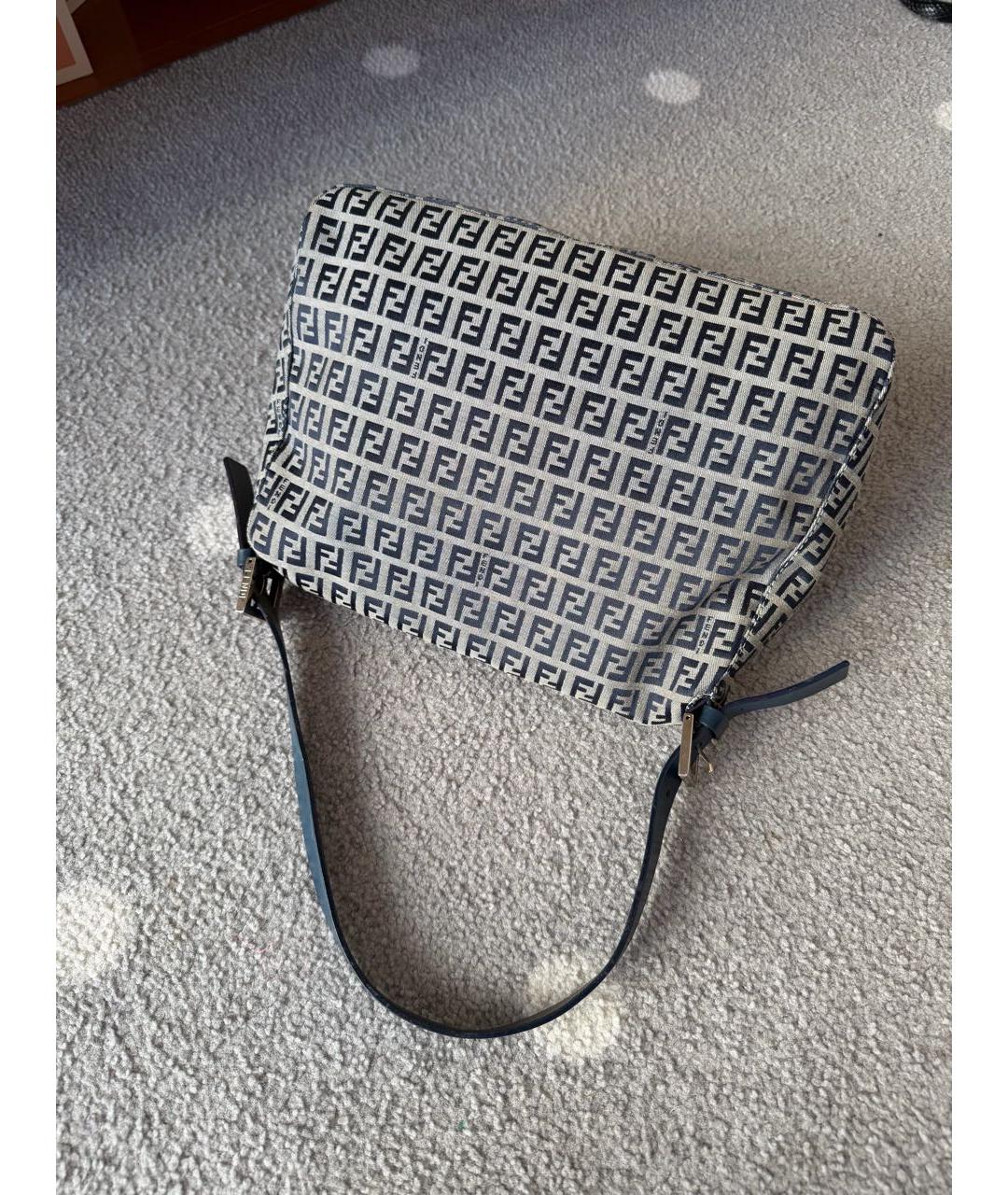 FENDI Темно-синяя тканевая сумка с короткими ручками, фото 2