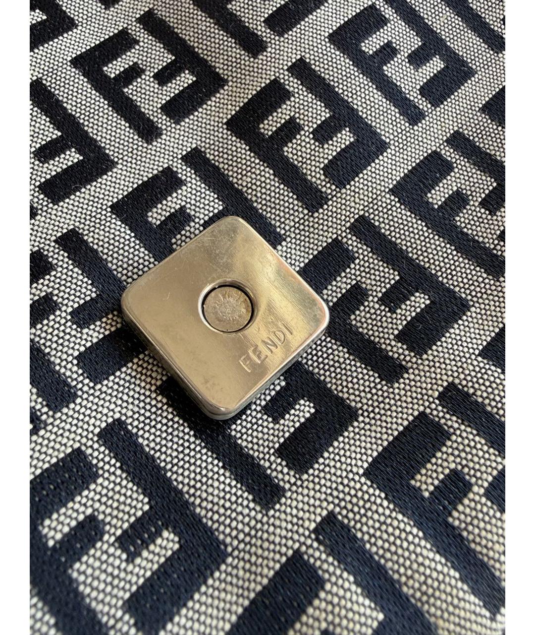 FENDI Темно-синяя тканевая сумка с короткими ручками, фото 5