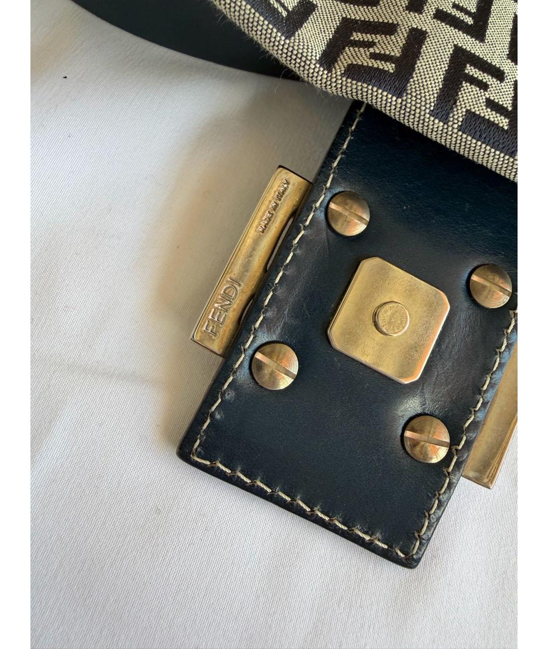 FENDI Темно-синяя тканевая сумка с короткими ручками, фото 4