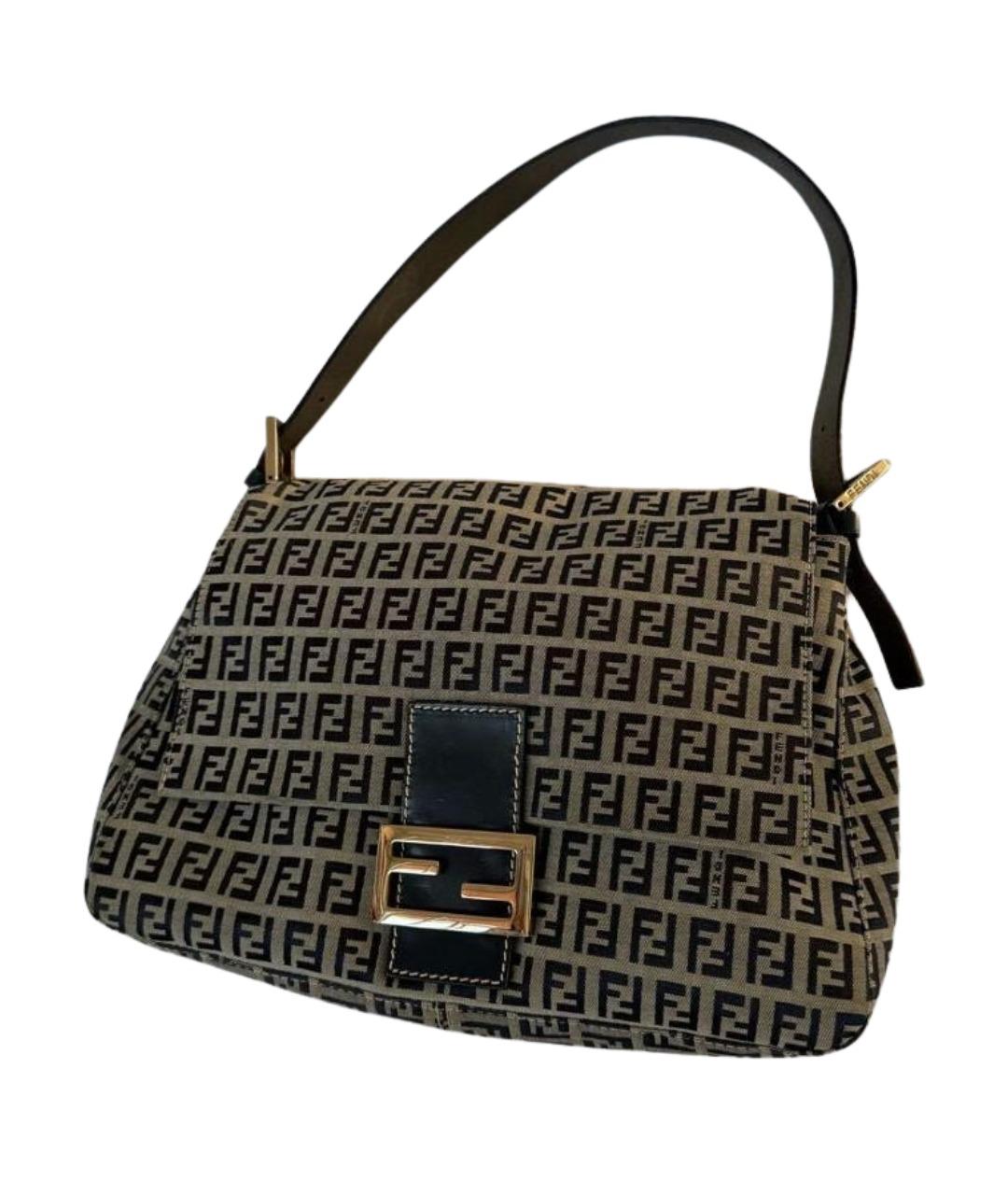 FENDI Темно-синяя тканевая сумка с короткими ручками, фото 1