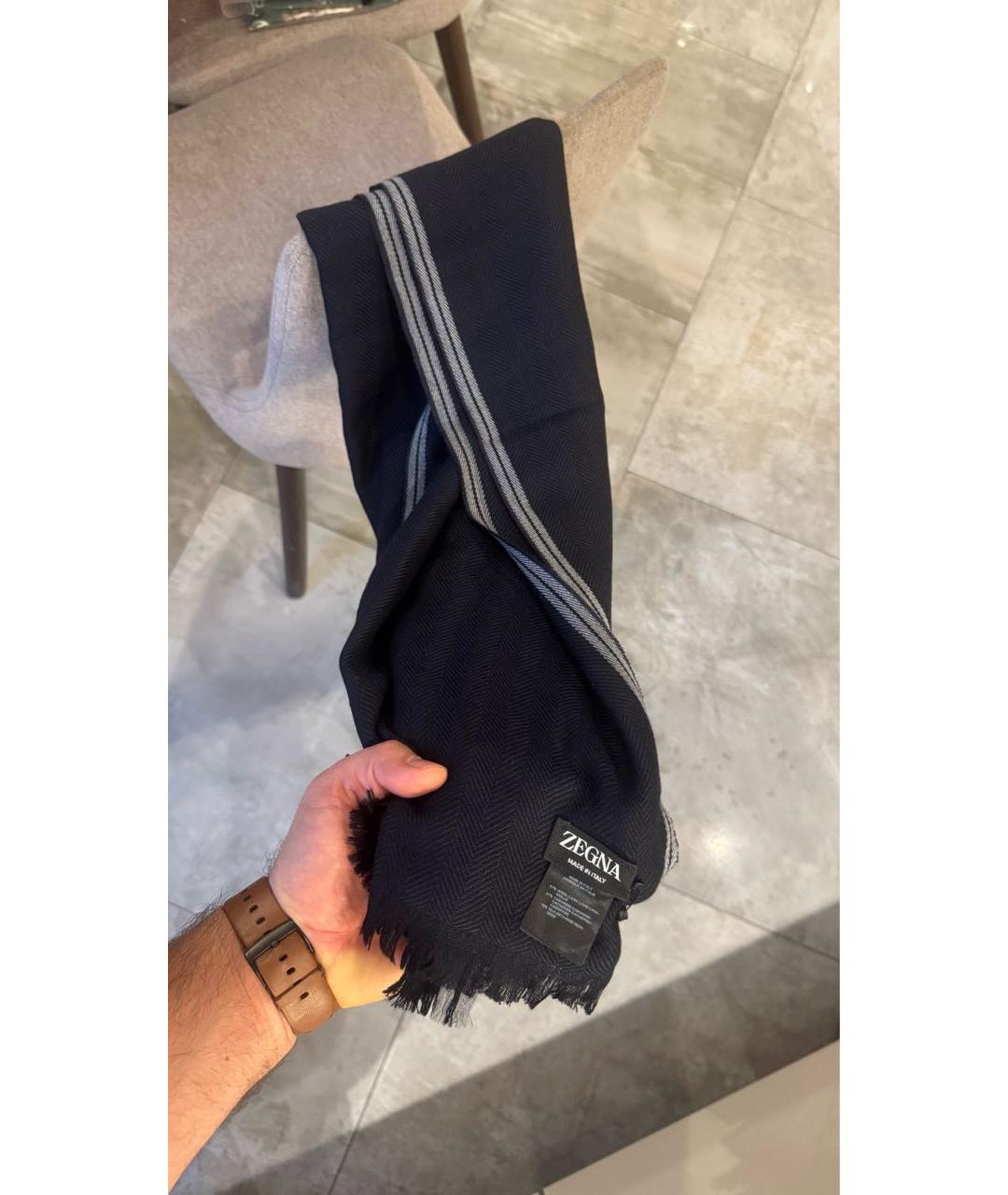 ZEGNA Темно-синий шарф, фото 3