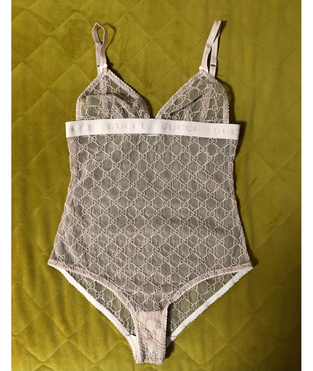 GUCCI Бежевое кружевное боди, фото 9