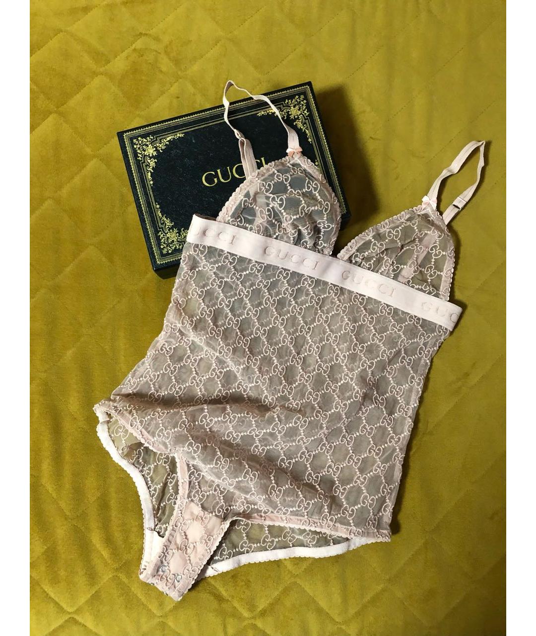 GUCCI Бежевое кружевное боди, фото 4