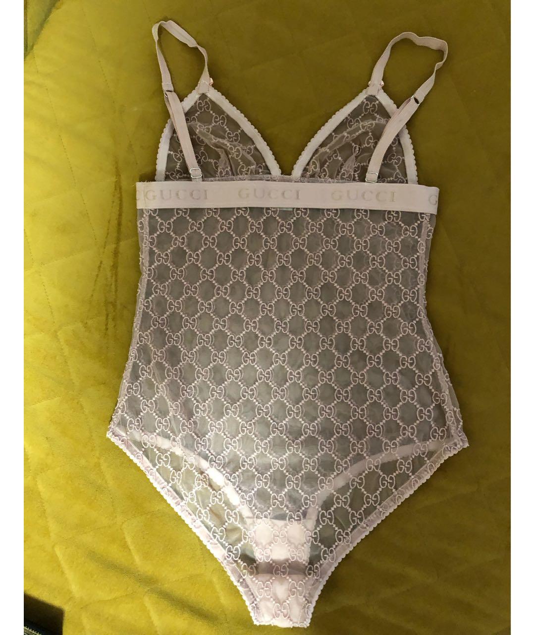 GUCCI Бежевое кружевное боди, фото 2