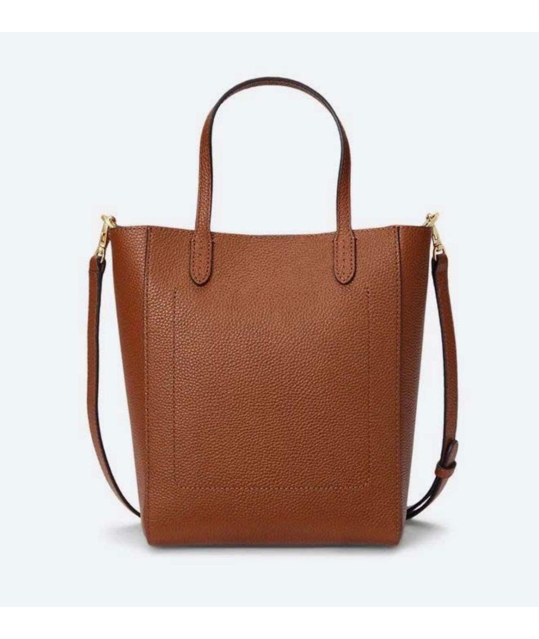 RALPH LAUREN Коричневая кожаная сумка с короткими ручками, фото 2