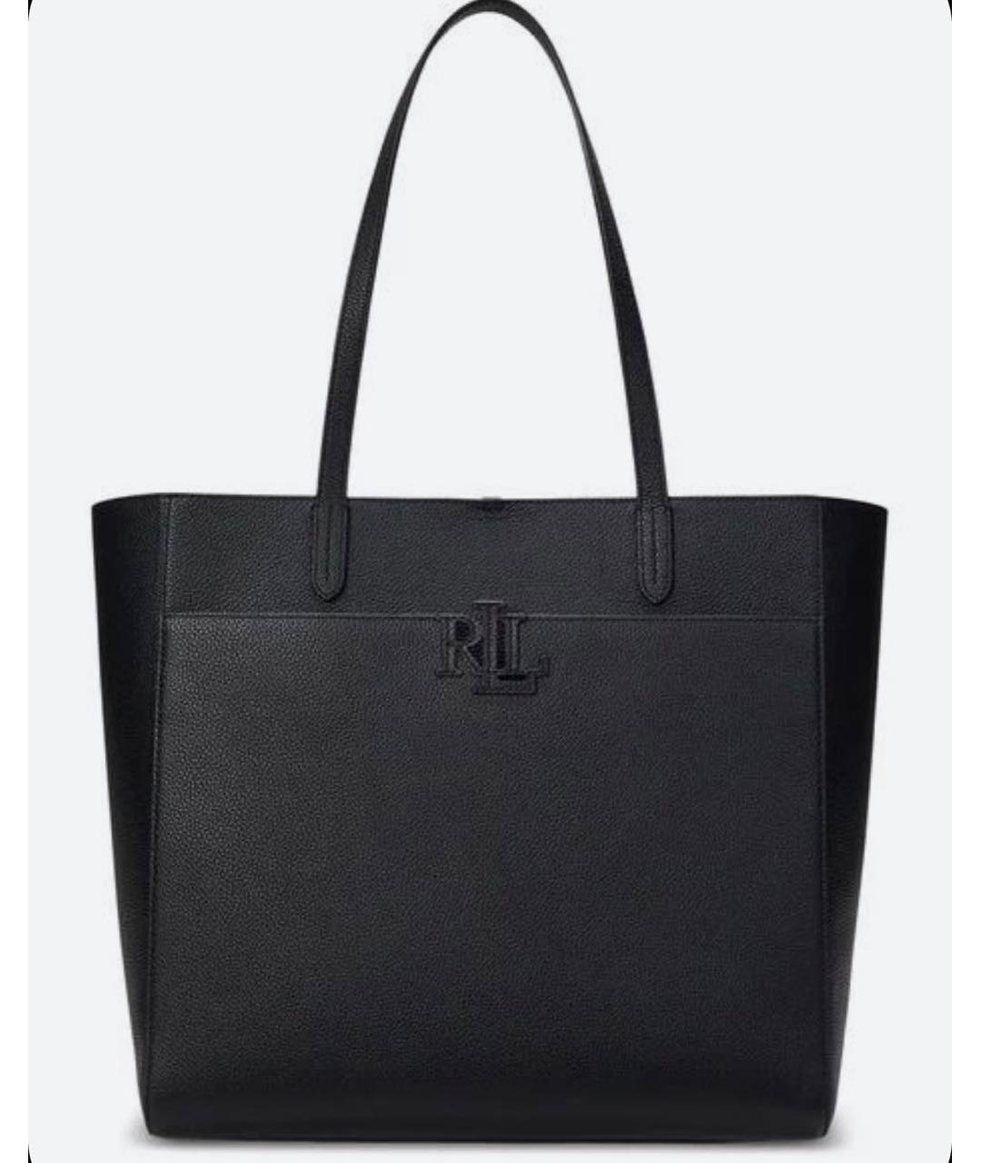 RALPH LAUREN Черная кожаная сумка тоут, фото 3