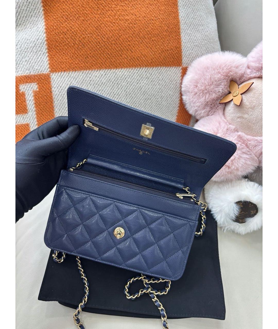 CHANEL Синяя кожаная сумка через плечо, фото 6