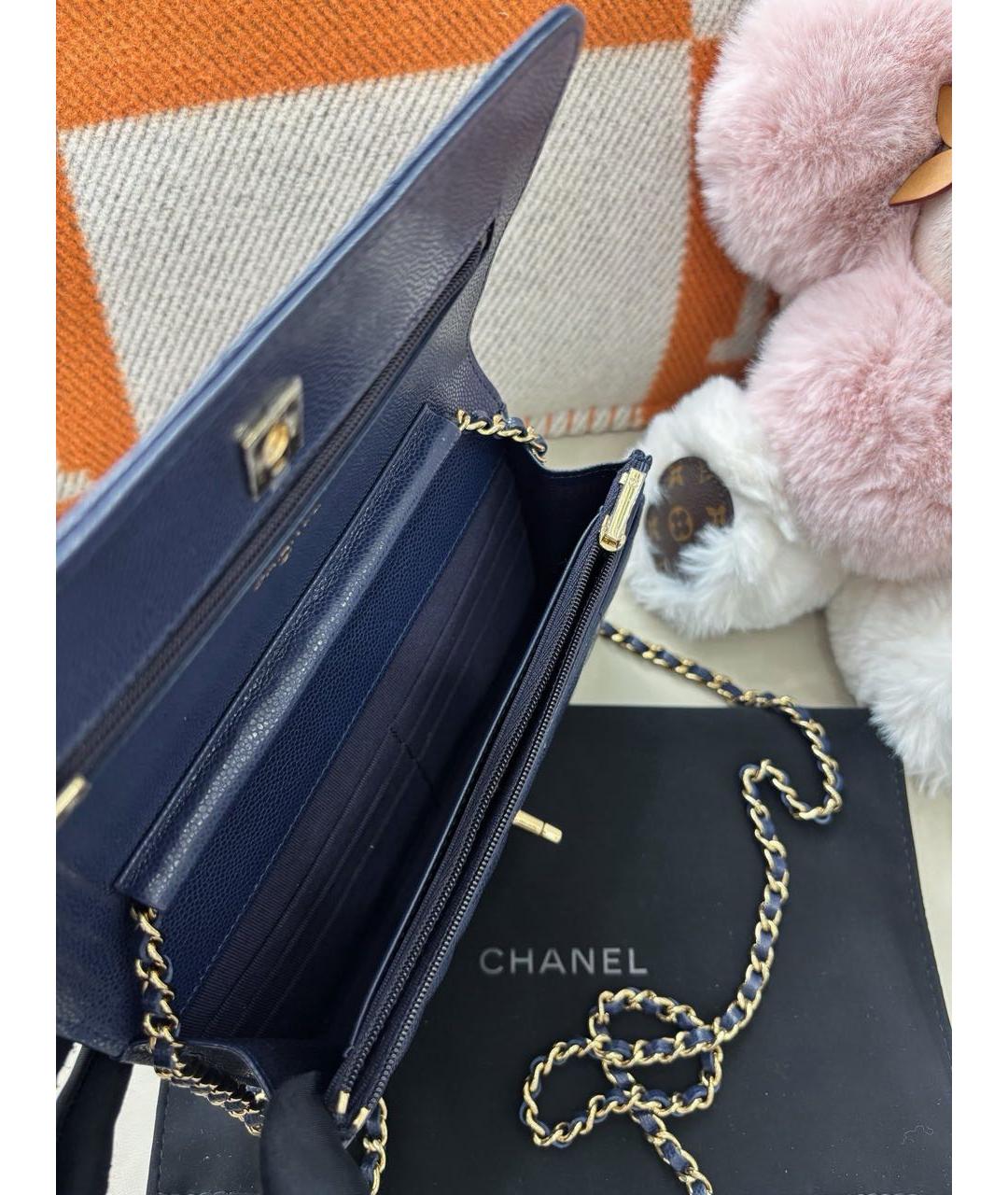 CHANEL Синяя кожаная сумка через плечо, фото 7
