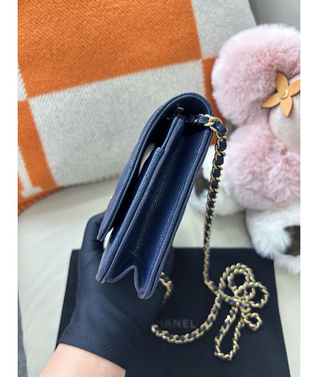 CHANEL Синяя кожаная сумка через плечо, фото 5