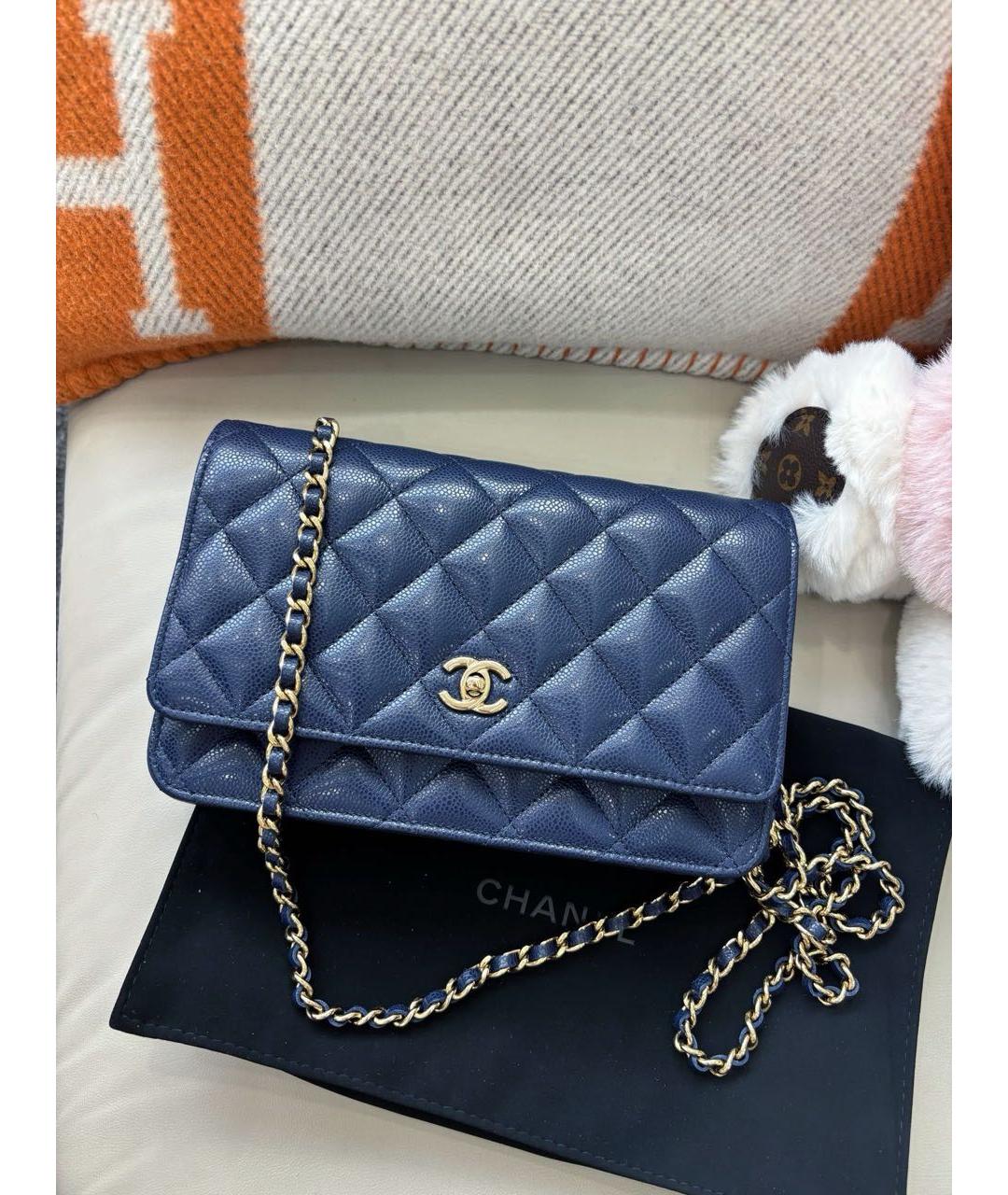 CHANEL Синяя кожаная сумка через плечо, фото 8