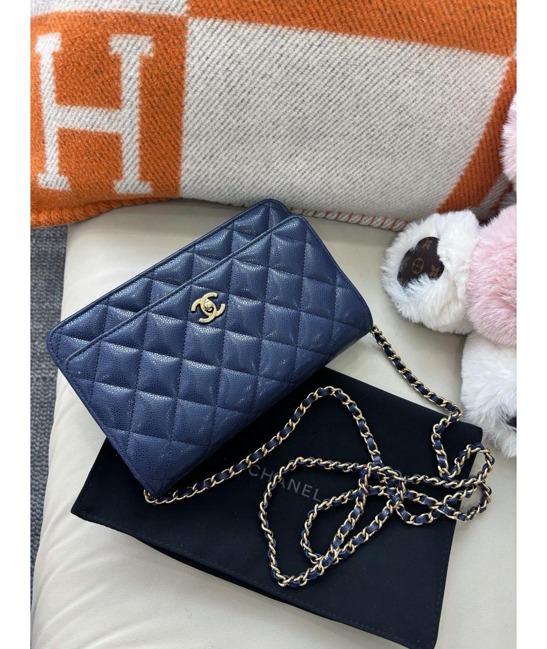 CHANEL Синяя кожаная сумка через плечо, фото 2