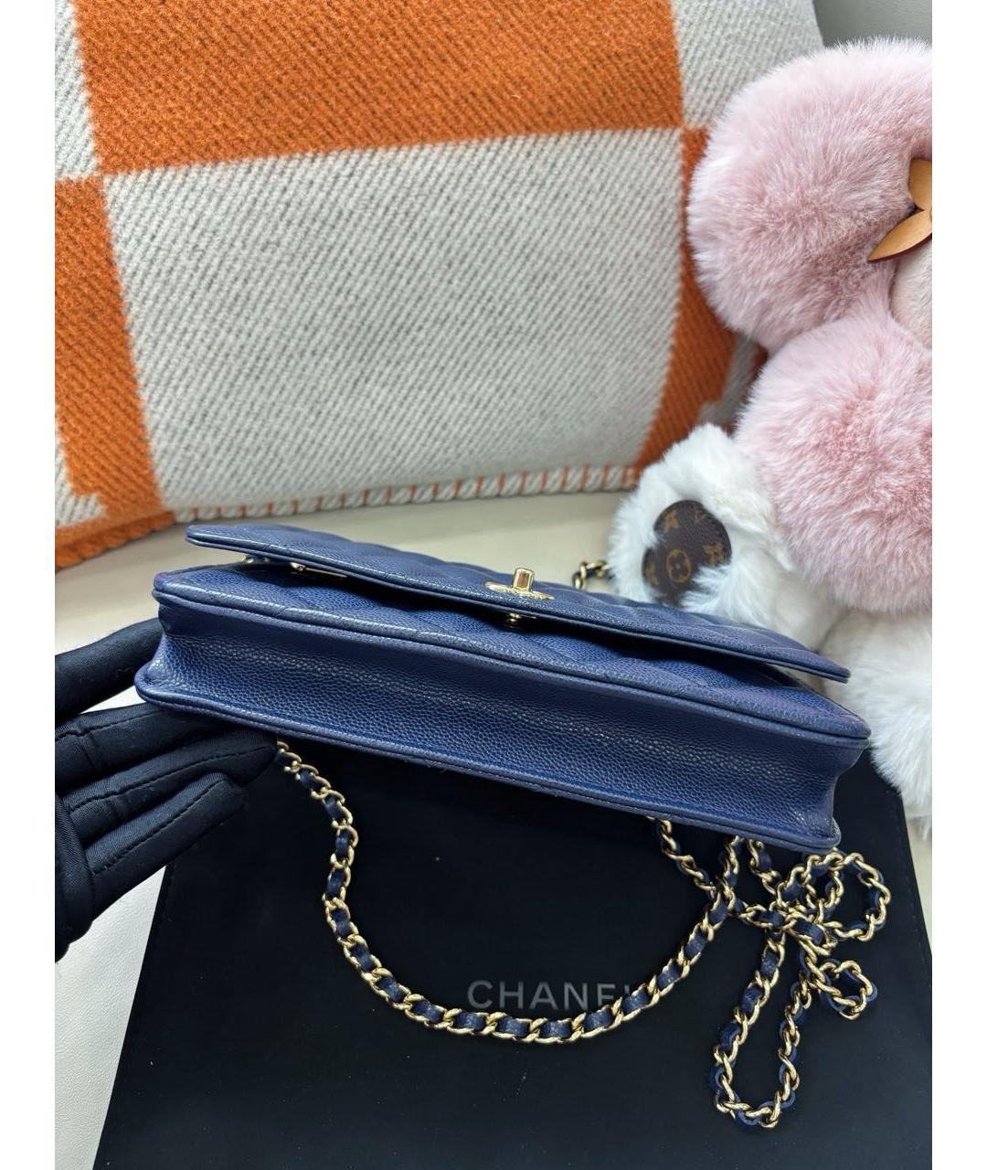CHANEL Синяя кожаная сумка через плечо, фото 4