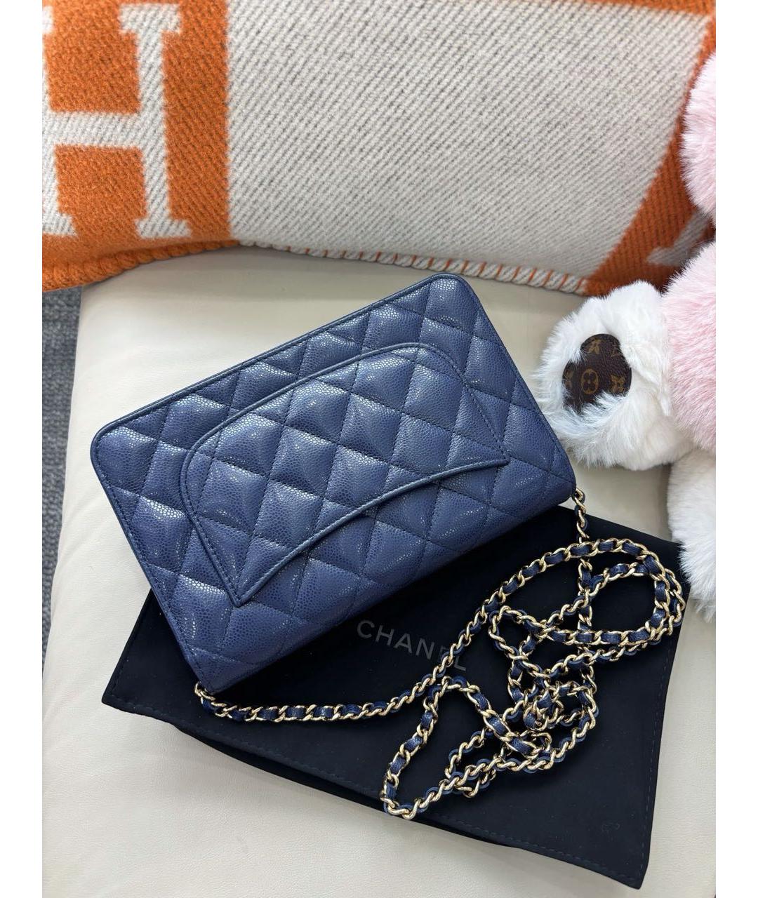 CHANEL Синяя кожаная сумка через плечо, фото 3