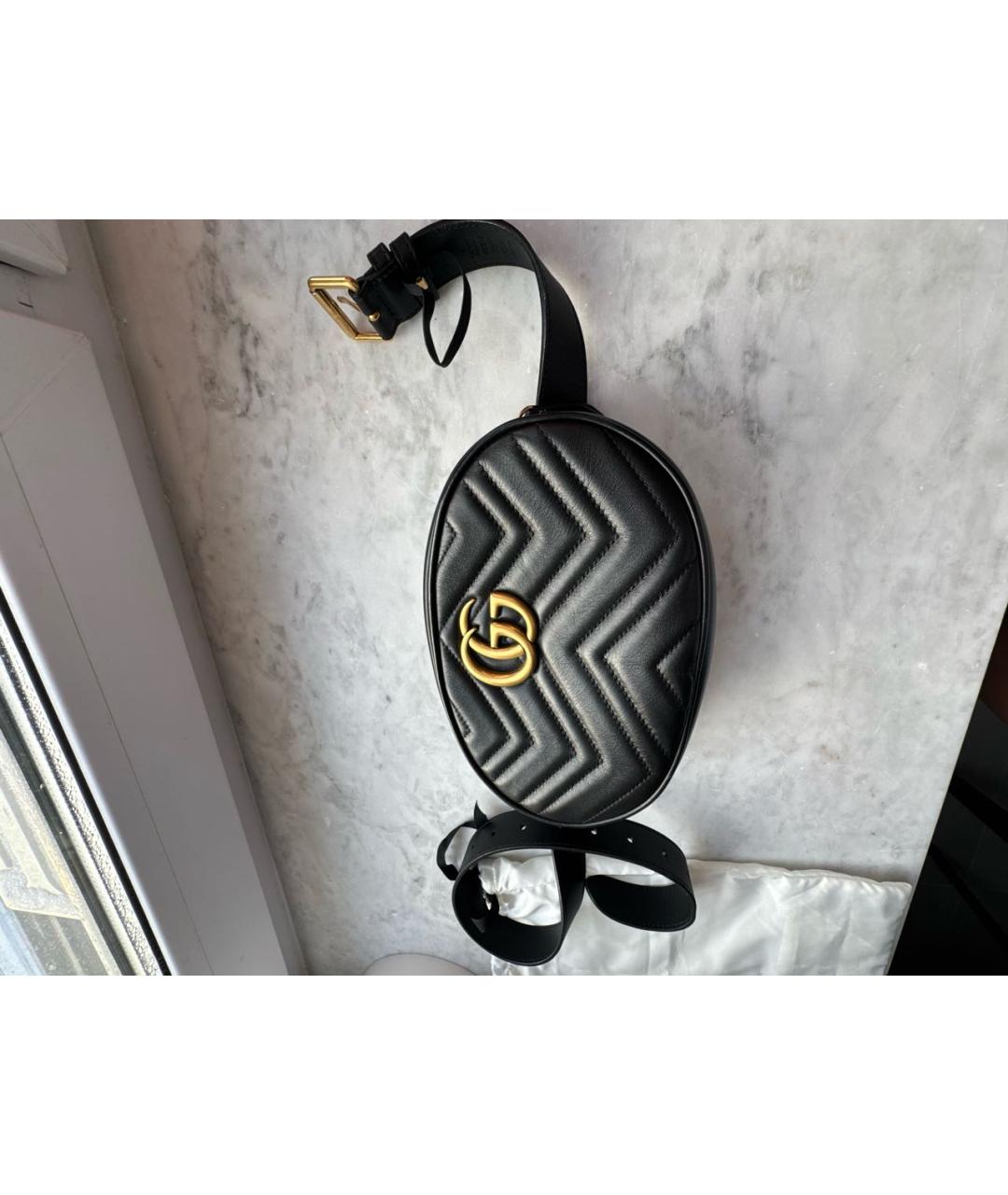 GUCCI Черная кожаная поясная сумка, фото 2