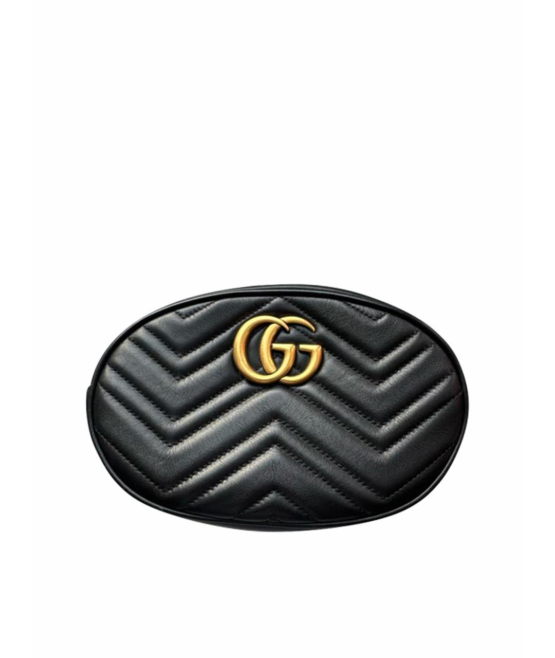 GUCCI Черная кожаная поясная сумка, фото 1