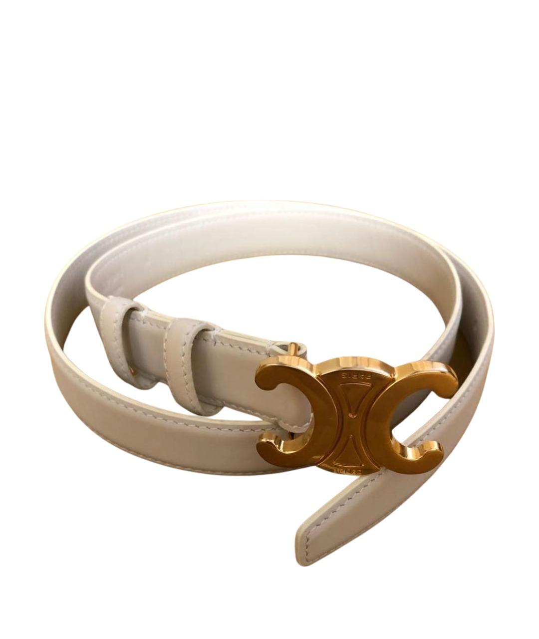 CELINE Белый кожаный ремень, фото 1