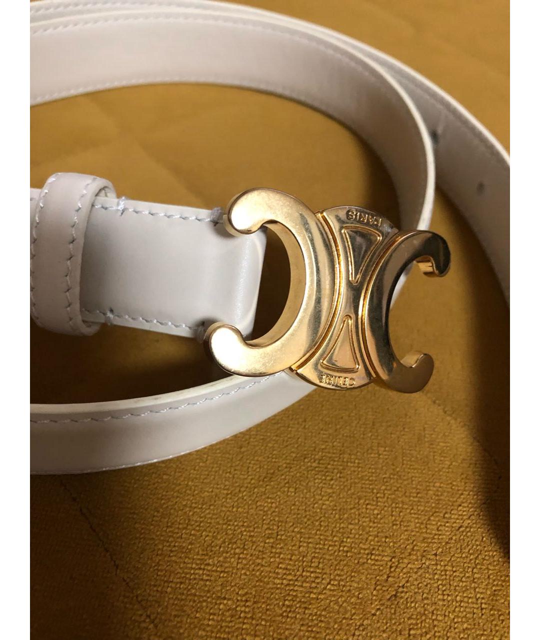 CELINE Белый кожаный ремень, фото 2