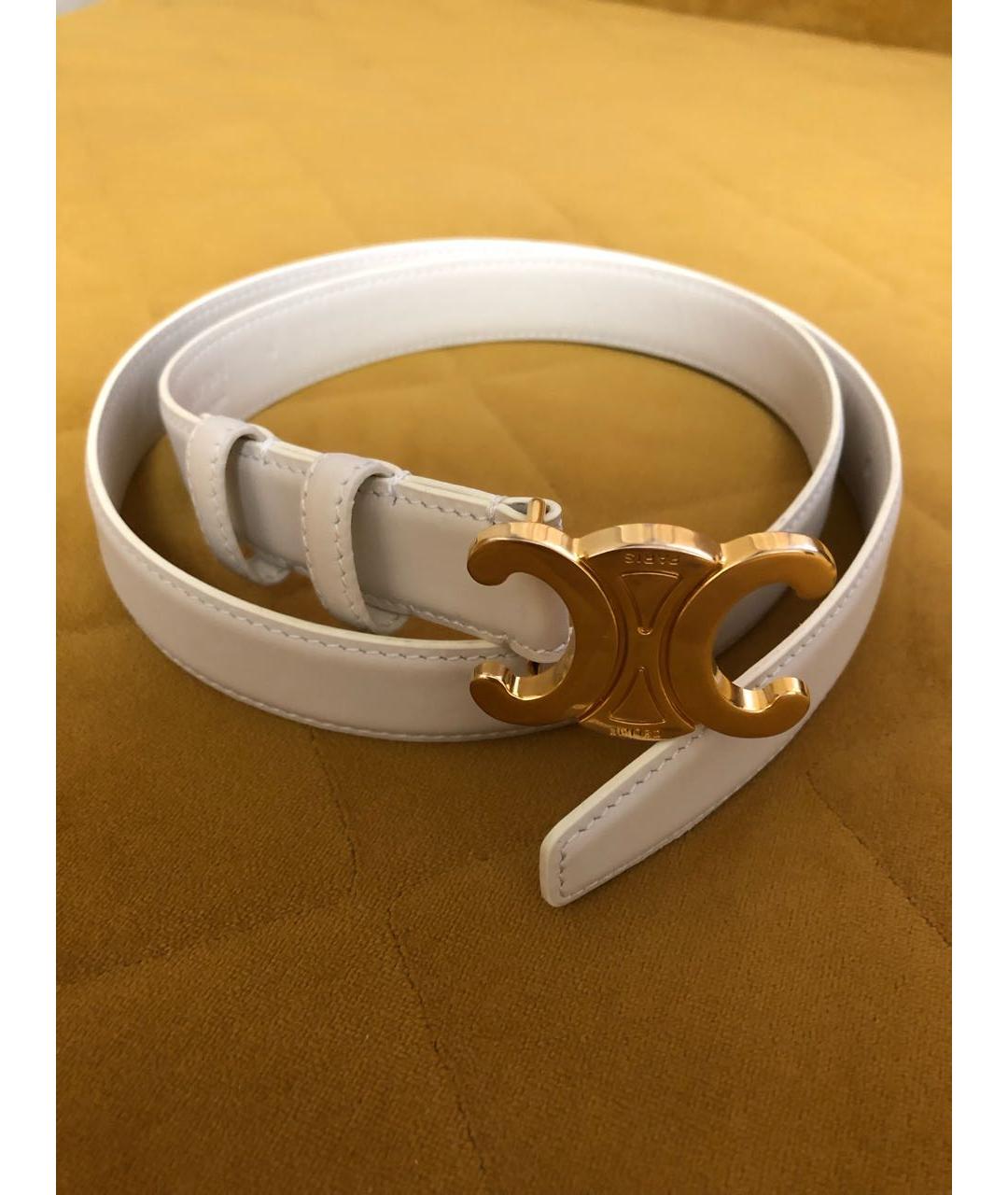 CELINE Белый кожаный ремень, фото 9