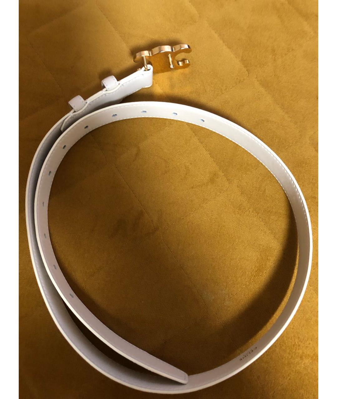 CELINE Белый кожаный ремень, фото 8