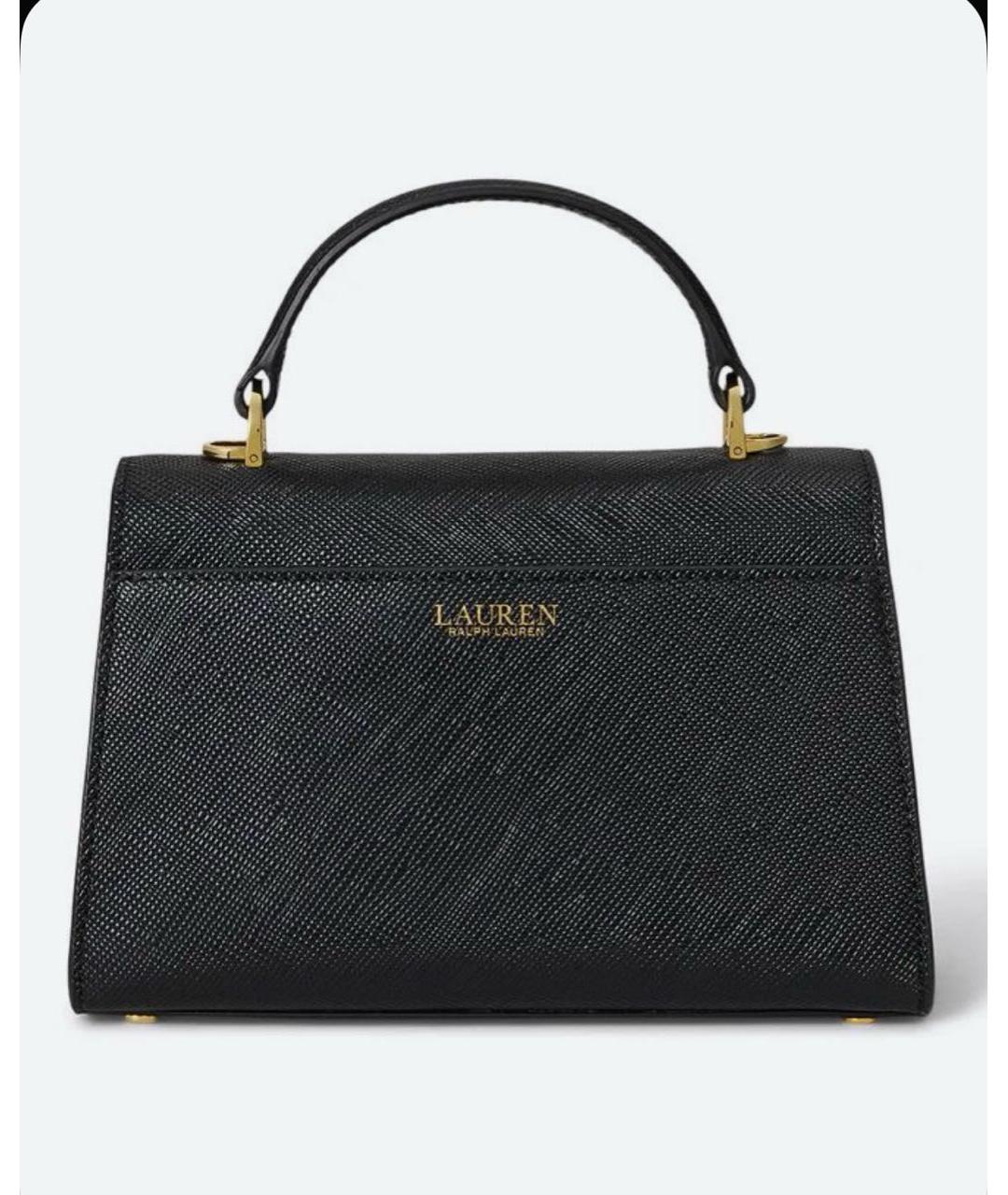 RALPH LAUREN Черная кожаная сумка с короткими ручками, фото 2