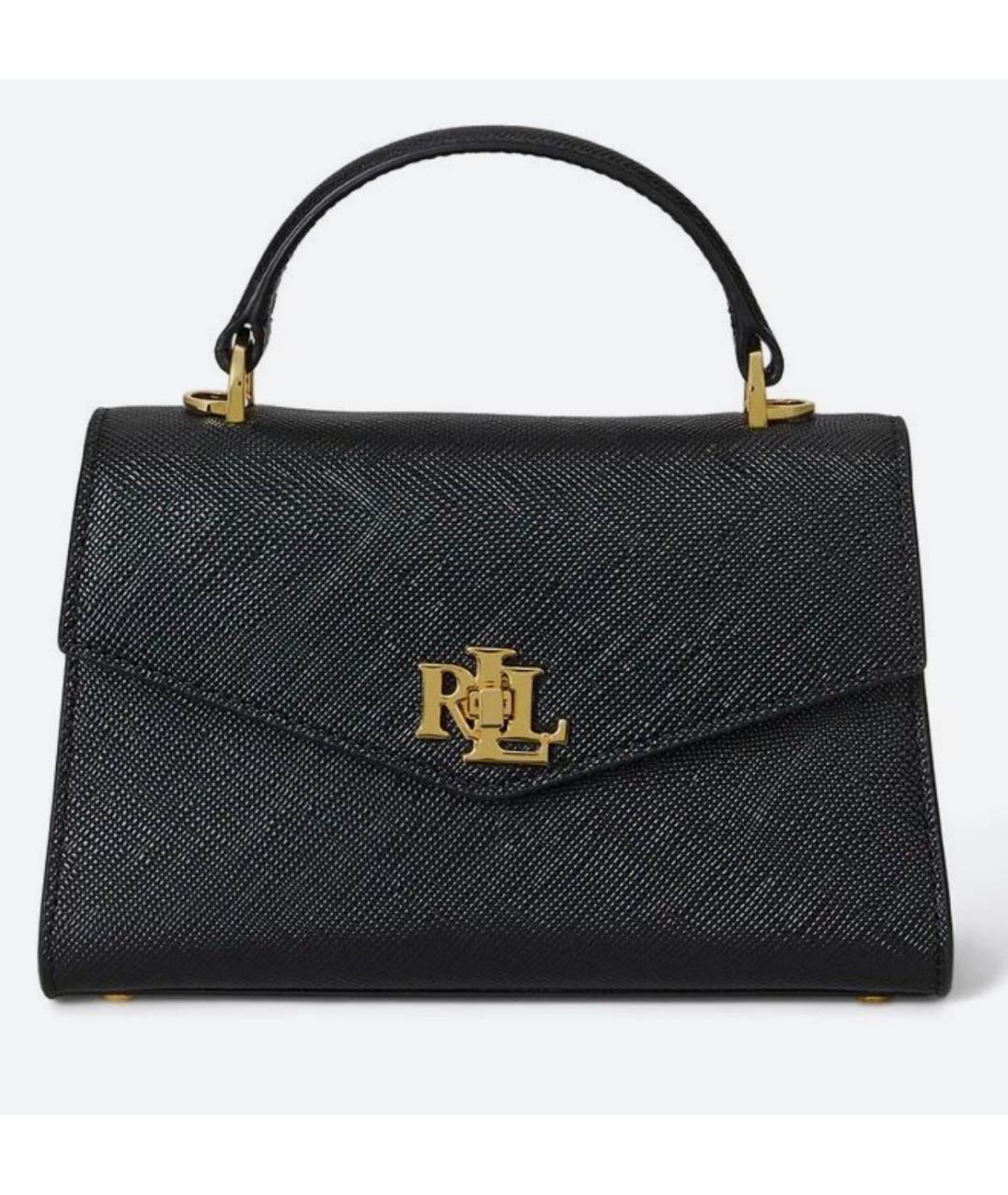 RALPH LAUREN Черная кожаная сумка с короткими ручками, фото 3