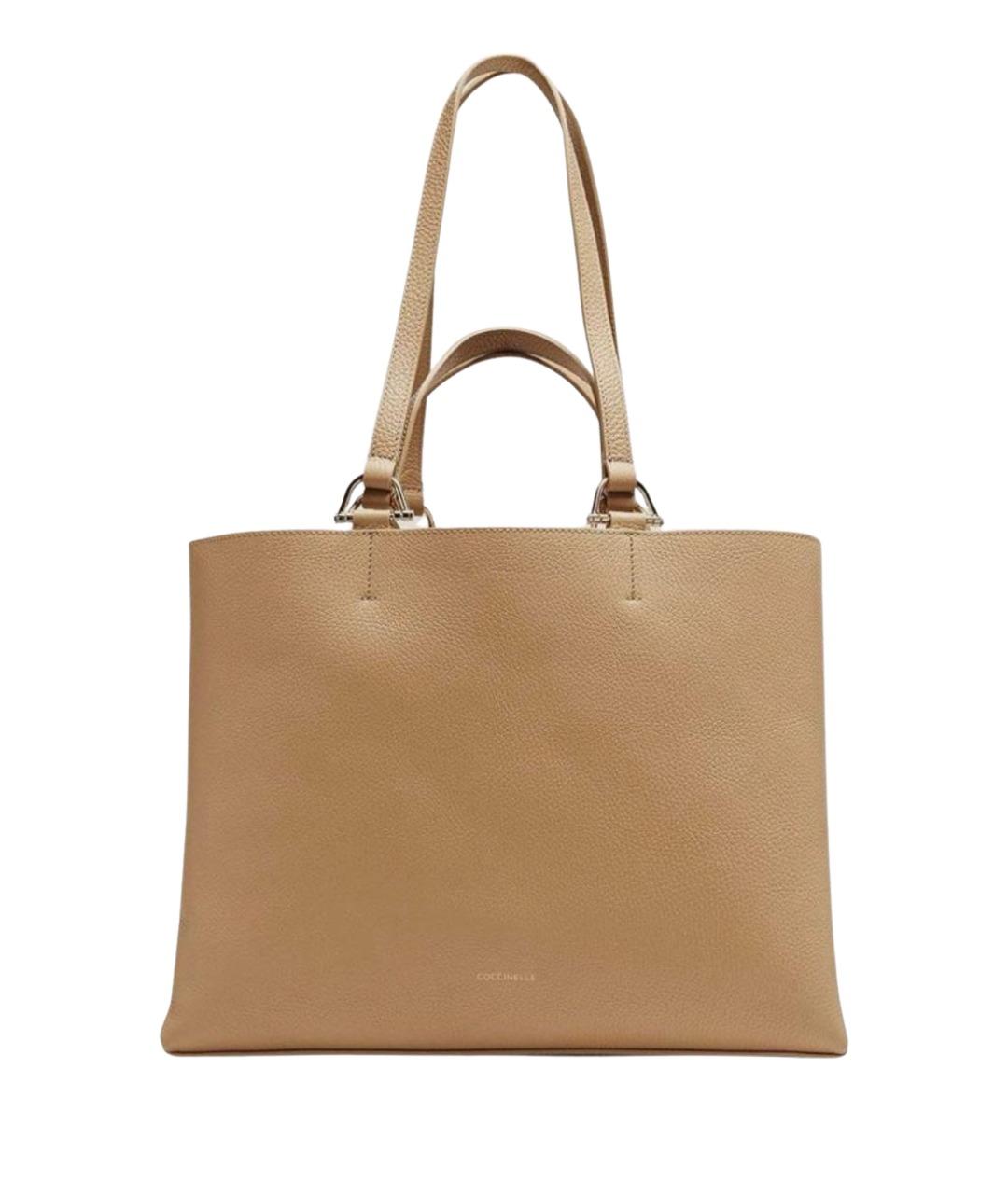 COCCINELLE Бежевая кожаная сумка с короткими ручками, фото 1
