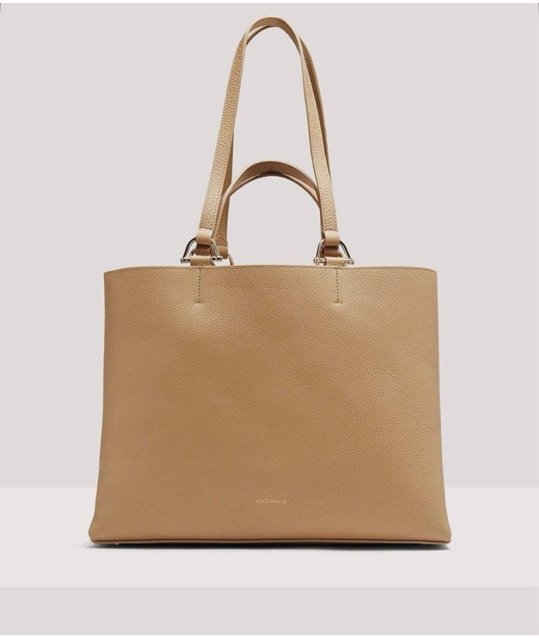 COCCINELLE Бежевая кожаная сумка с короткими ручками, фото 3