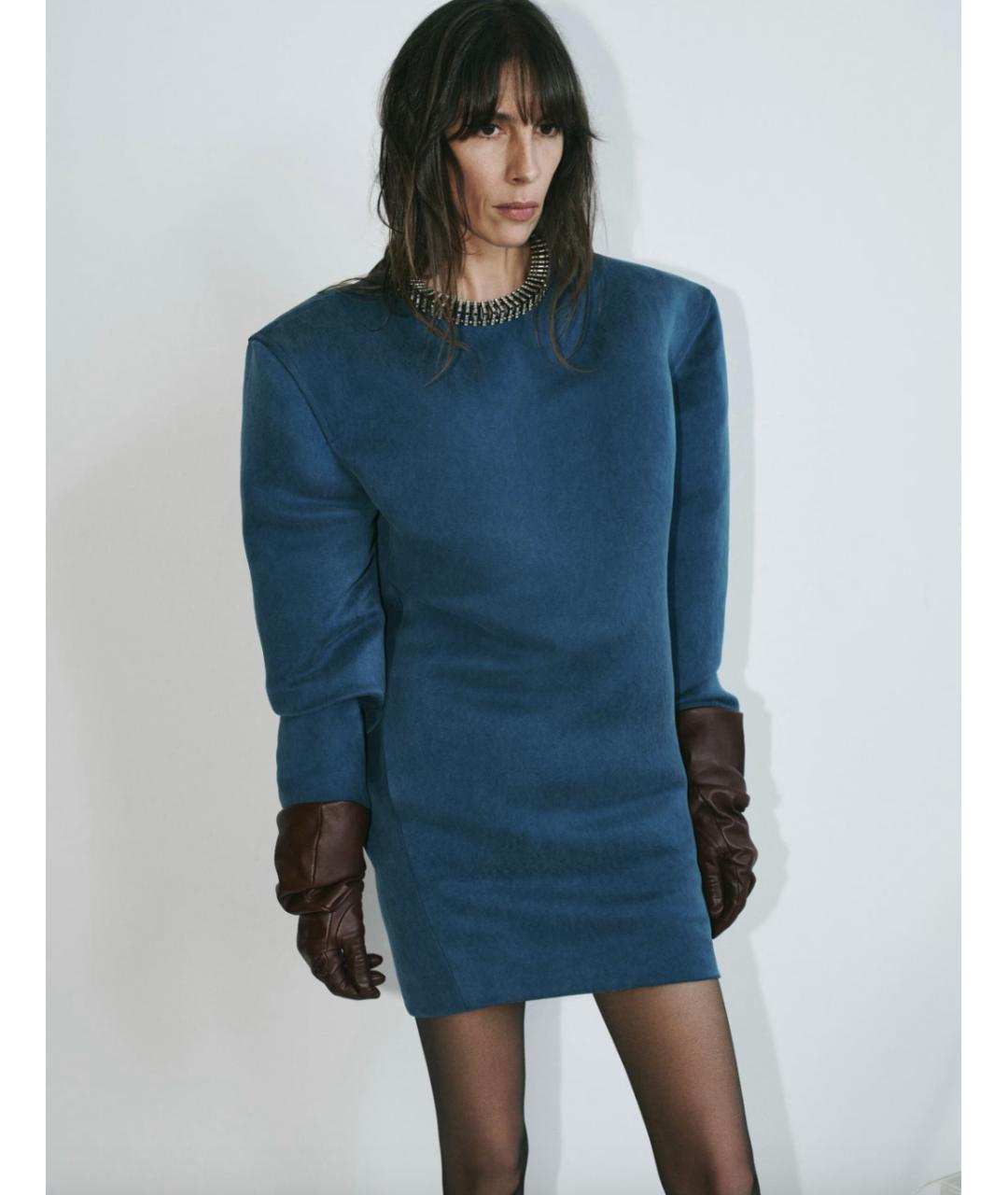 SAINT LAURENT Синее шелковое повседневное платье, фото 2