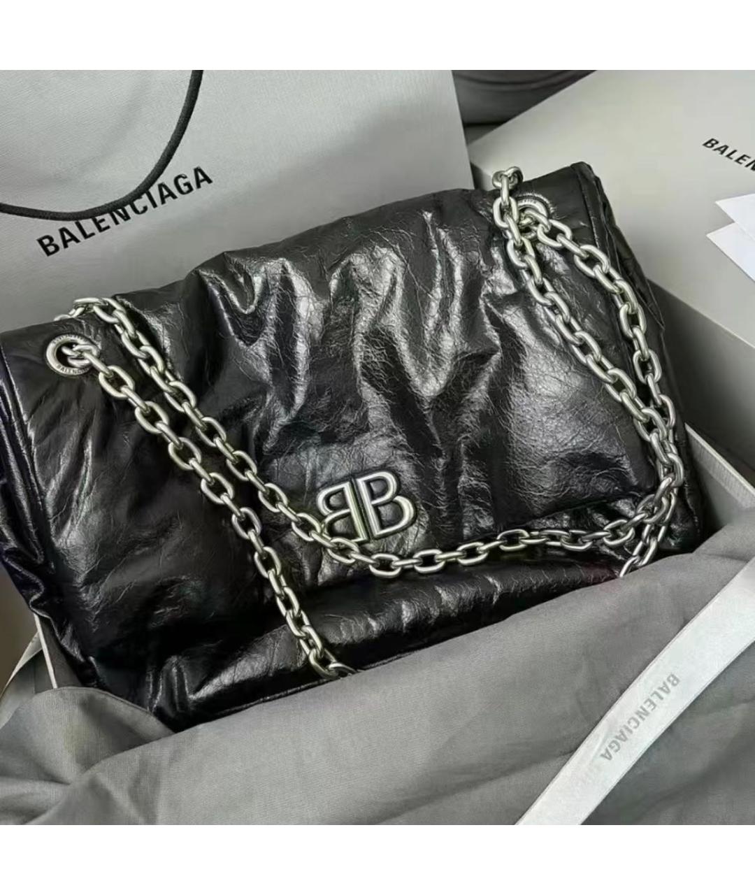 BALENCIAGA Черная сумка через плечо из лакированной кожи, фото 2