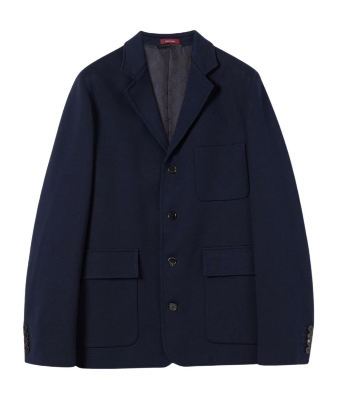 GUCCI Темно-синий вискозный пиджак, фото 1
